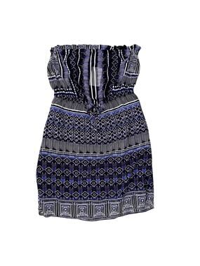 Kallie - Blue Patterned Sheer top Swim Cover Dress - NWT